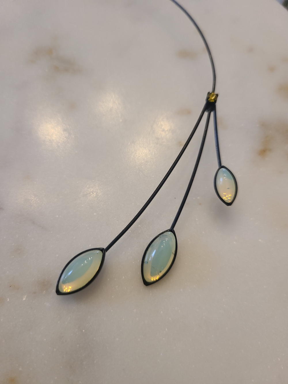 Opalescent Teardrop Branch Necklace — White/Opalescent - Picture 5 of 6